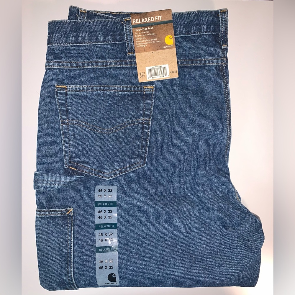 NWT Carhartt Relaxed Fit Carpenter Jeans Size 46x32